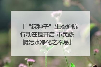“绿种子”生态护航行动在昆开启 市民感慨污水净化之不易