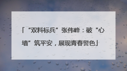 “双料标兵”张伟峰：破“心墙”筑平安，展现青春警色
