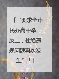 “要求全市民办高中举一反三，杜绝违规问题再次发生”！