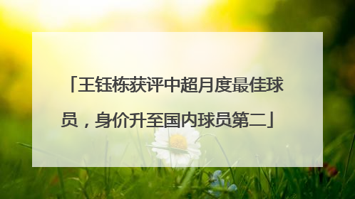 王钰栋获评中超月度最佳球员，身价升至国内球员第二