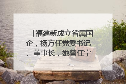 福建新成立省属国企，杨方任党委书记、董事长，她曾任宁德市委副书记｜张田怡已任县委副书记、县政府党组书记