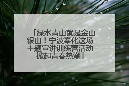 绿水青山就是金山银山！宁波奉化这场主题宣讲训练营活动掀起青春热潮
