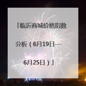 临沂商城价格指数分析（6月19日—6月25日）