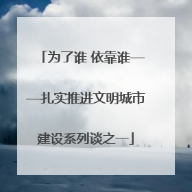 为了谁 依靠谁——扎实推进文明城市建设系列谈之一