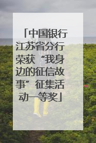 中国银行江苏省分行荣获“我身边的征信故事”征集活动一等奖