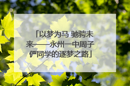 以梦为马 驰骋未来——永州一中周子俨同学的逐梦之路