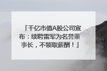 千亿市值A股公司宣布：续聘雷军为名誉董事长，不领取薪酬！