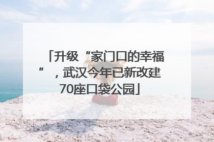 升级“家门口的幸福”，武汉今年已新改建70座口袋公园