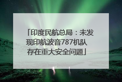 印度民航总局：未发现印航波音787机队存在重大安全问题