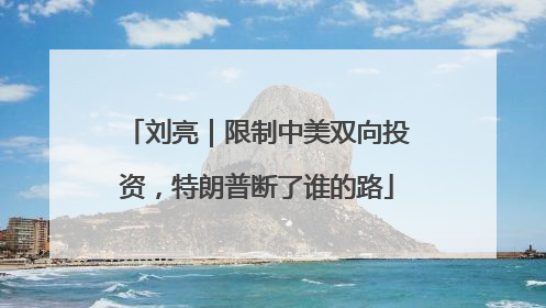 刘亮｜限制中美双向投资，特朗普断了谁的路