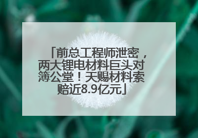 前总工程师泄密，两大锂电材料巨头对簿公堂！天赐材料索赔近8.9亿元