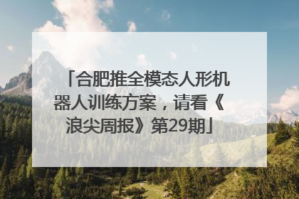 合肥推全模态人形机器人训练方案，请看《浪尖周报》第29期