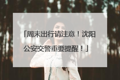 周末出行请注意！沈阳公安交警重要提醒！