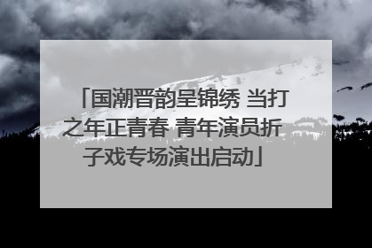 国潮晋韵呈锦绣 当打之年正青春 青年演员折子戏专场演出启动