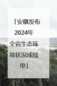 安徽发布2024年全省生态环境状况成绩单
