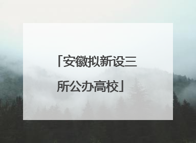 安徽拟新设三所公办高校