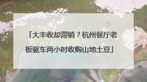 大丰收却滞销？杭州餐厅老板驱车两小时收购山地土豆