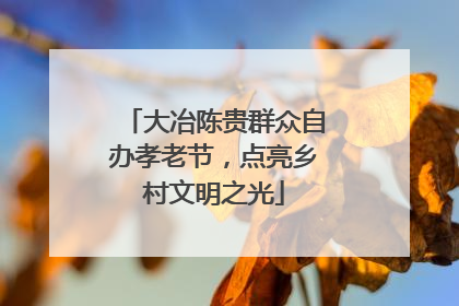 大冶陈贵群众自办孝老节，点亮乡村文明之光