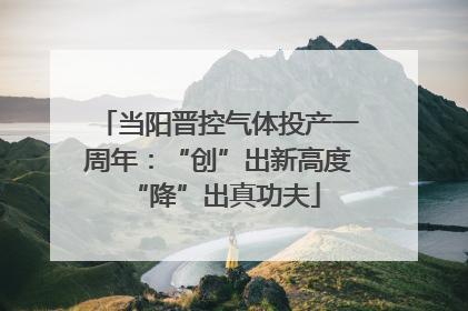 当阳晋控气体投产一周年：“创”出新高度 “降”出真功夫