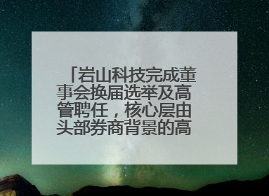 岩山科技完成董事会换届选举及高管聘任，核心层由头部券商背景的高管掌控