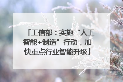 工信部：实施“人工智能+制造”行动，加快重点行业智能升级