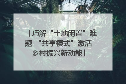 巧解“土地闲置”难题 “共享模式”激活乡村振兴新动能