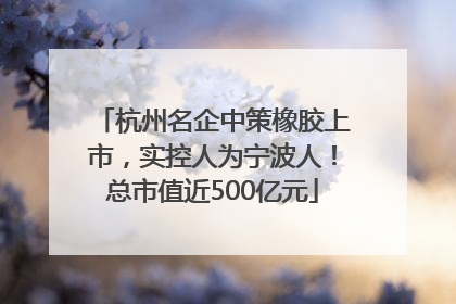 杭州名企中策橡胶上市，实控人为宁波人！总市值近500亿元