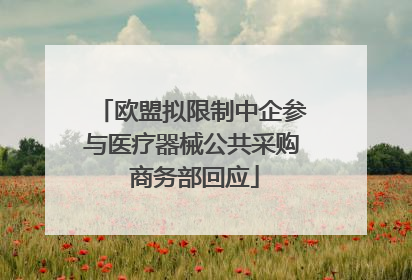 欧盟拟限制中企参与医疗器械公共采购 商务部回应