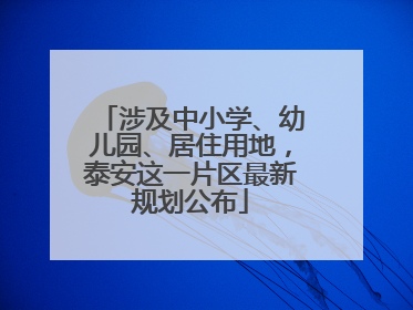 涉及中小学、幼儿园、居住用地，泰安这一片区最新规划公布