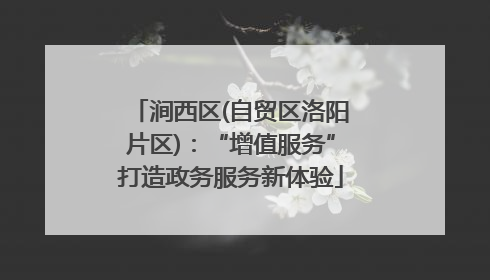 涧西区(自贸区洛阳片区)：“增值服务”打造政务服务新体验