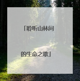聆听山林间的生命之歌