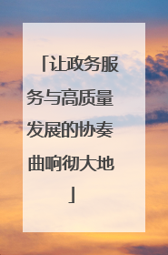 让政务服务与高质量发展的协奏曲响彻大地