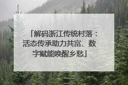 解码浙江传统村落：活态传承助力共富、数字赋能唤醒乡愁