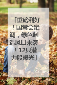 重磅利好！国常会定调，绿色制造风口来袭！12只潜力股曝光