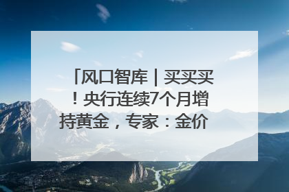 风口智库｜买买买！央行连续7个月增持黄金，专家：金价或仍易涨难跌