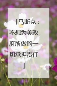 马斯克：不想为美政府所做的一切承担责任